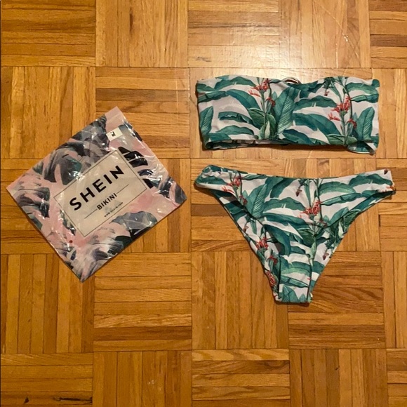 SHEIN Other - SHEIN Tropical Lace-Up Bandeau Bikini *BRAND NEW*